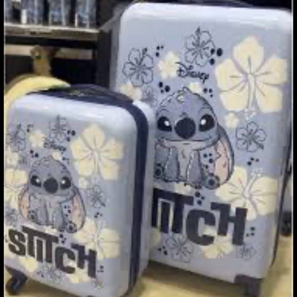 Primark Disney Stitch Suitcase Set - Blue and White - full size and carry on lug